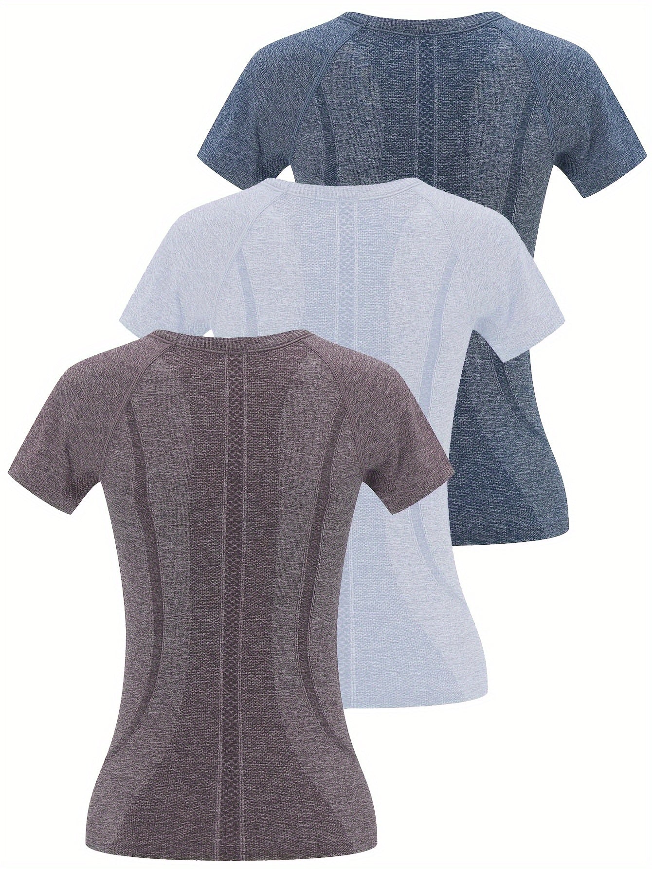 3pcs Women's Sports Fitness Running Top, Short Sleeve Quick-drying Breathable Comfortable T-shirt, Women's Clothing