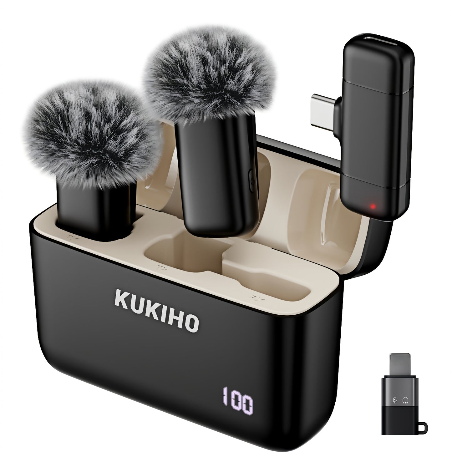 Wireless Lavalier Microphone For IPhone for ipad Android With Charging Case 80h Battery Life, Noise Cancellation, 49.99meter Range Plug-Play Clip On Lapel Mic For Video Recording, Vlog, Live Streaming
