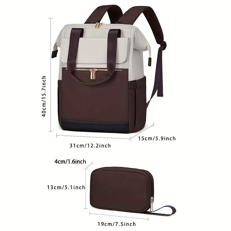 Stylish Women'S Convertible Laptop Backpack - Soft Shell Nylon, Multiple Compartments, Zipper Closure, Ideal for School, Travel & Leisure, Available in Gray, Pink, Blue, Red, Black, Backpack for School