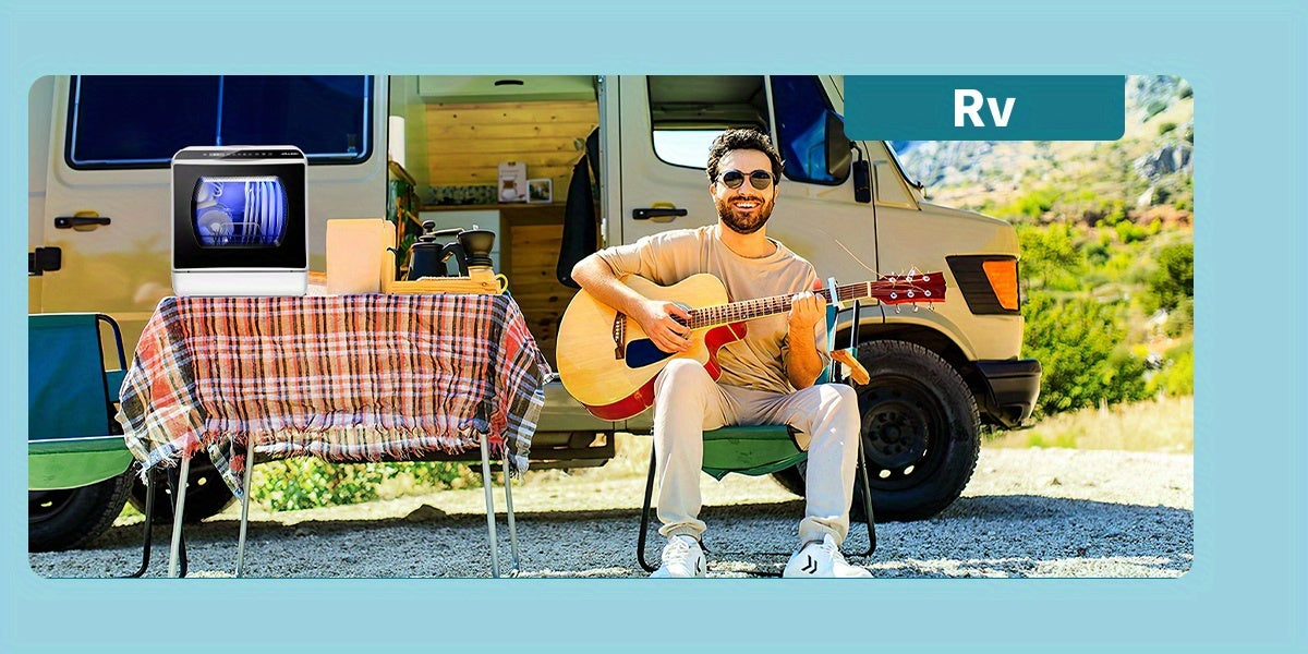 Independent Countertop Dishwasher, 5+1 Wash Programs, Built-in 5L Water Tank, Two Water Supply Modes, With Hot Air Drying And Automatic Ventilation Functions, Suitable For Homes, Apartments, And RVs.