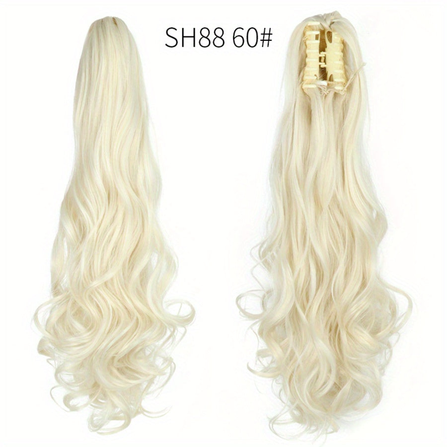 Long Wavy Ponytail Extensions - 55.88 cm Claw Clip In Synthetic Hair Piece For Women - Add Volume And Style To Your Hair Halloween Christmas