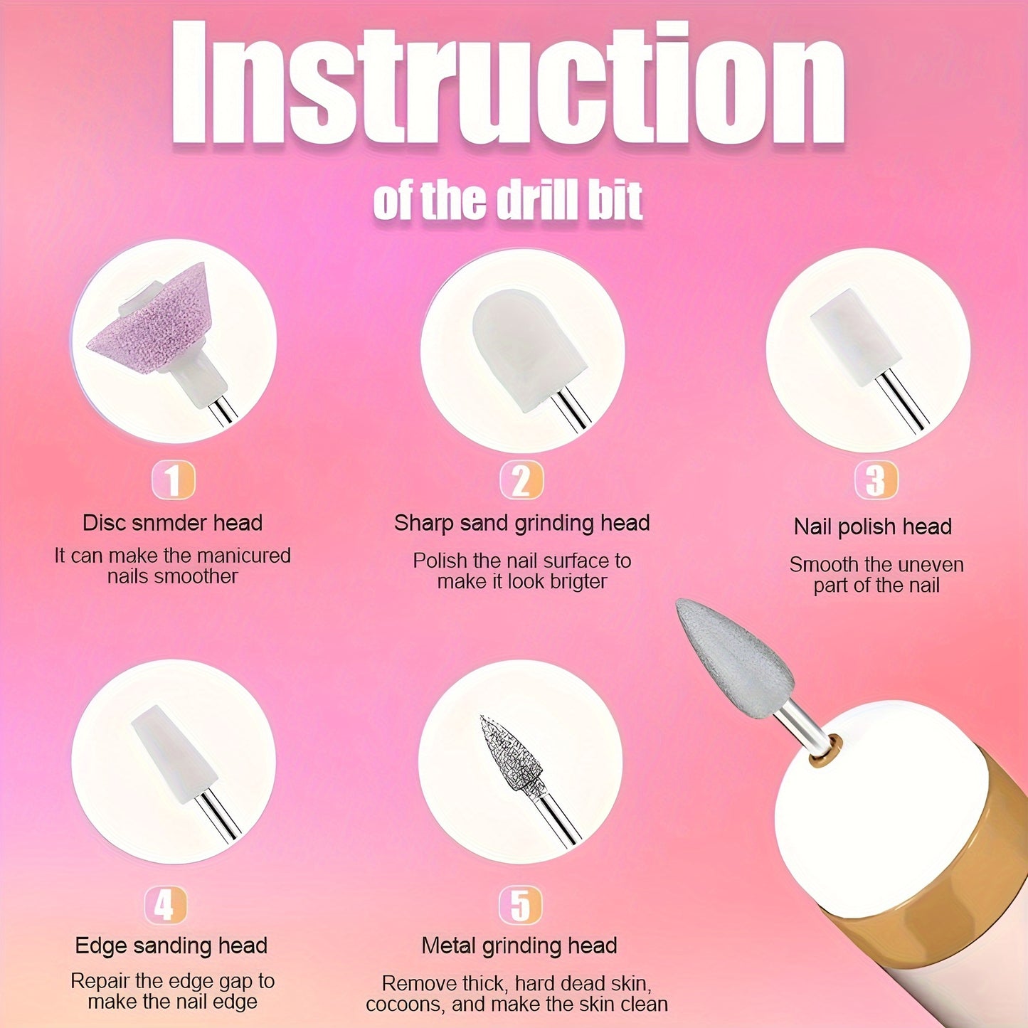 1pc Electric Nail Drill Machine, Porfessional Nail Drill Kit For Gel Nails And Home Nail Salon, Manicure Pedicure Polishing Tools