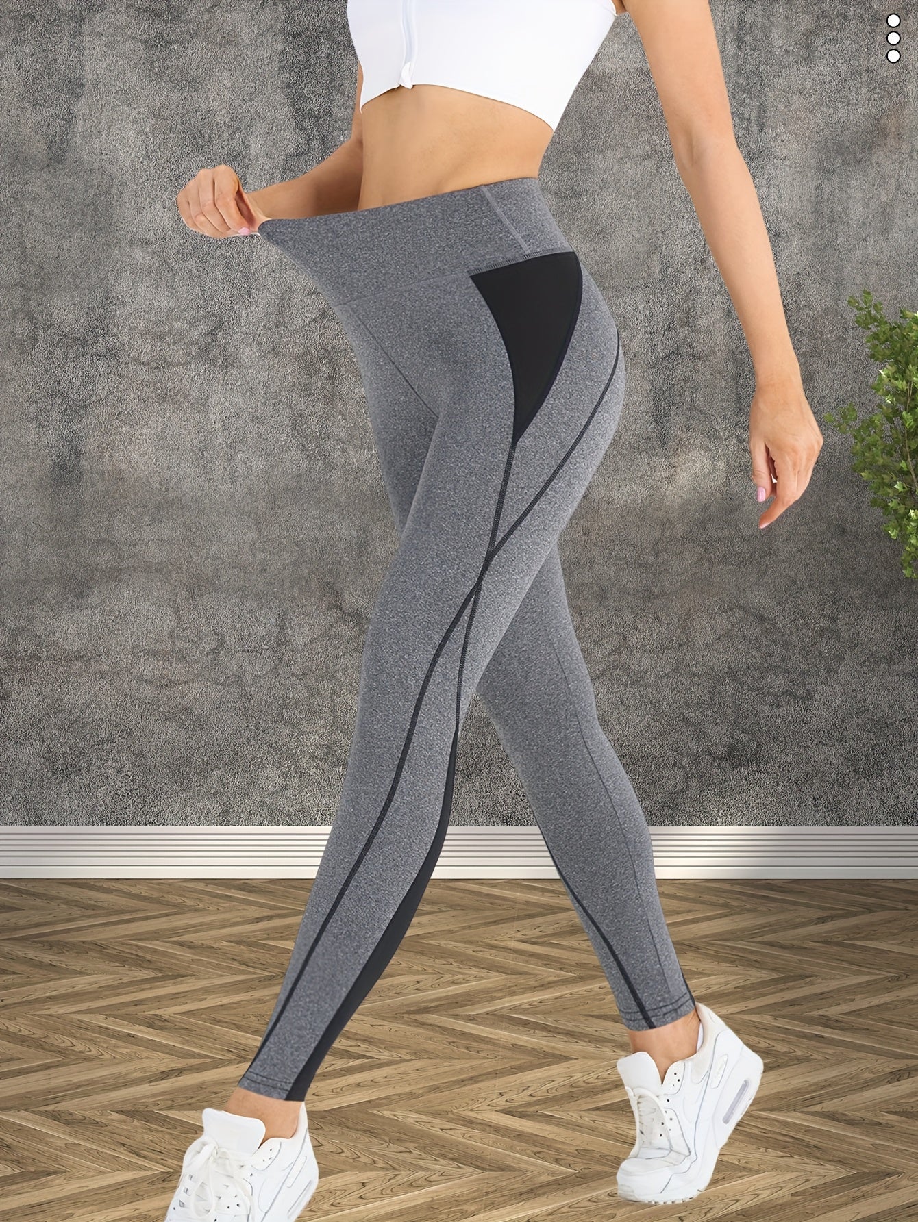 Women's High-Waisted Yoga Leggings - Butt-Lifting Tummy Control Workout Pants with Full Elasticity, Sweat Absorbent Breathable Fabric, Contrast Color Design for Gym Running Yoga & Casual Wear, Yoga Pants, Shapewear Included,