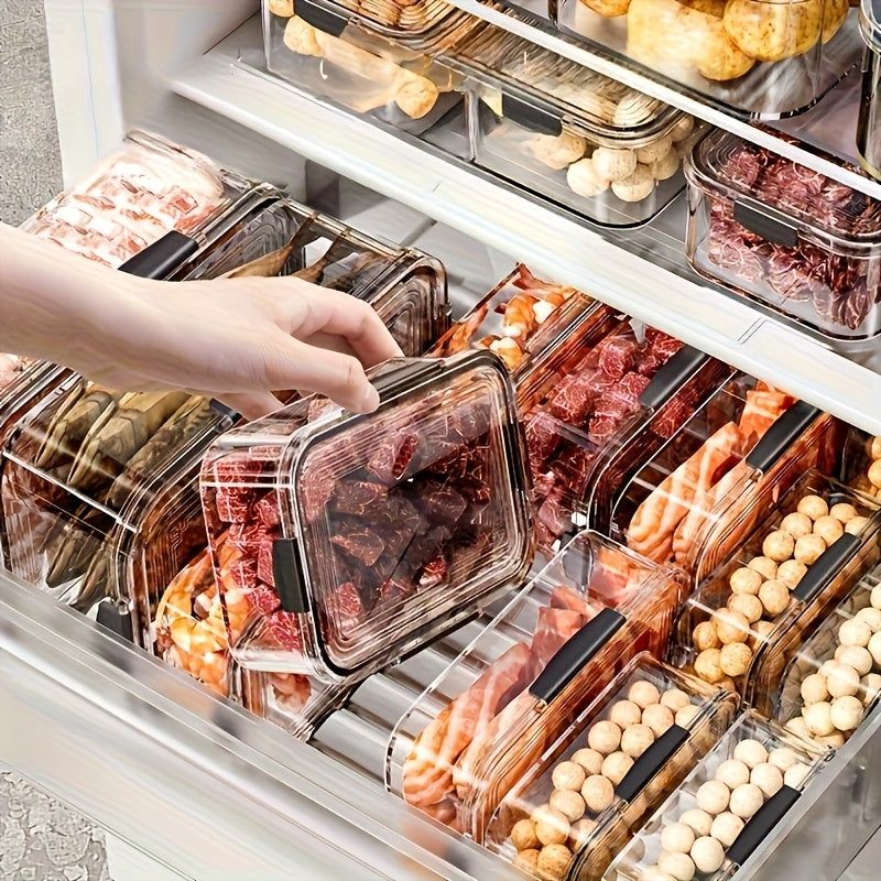 12pcs Stackable Refrigerator Storage Containers with Sealing Lids - High Transparency PET, Reusable & Durable for Fruits, Vegetables, Meats - Ideal for Kitchen, Cabinet & Fridge Organization, Refrigerator Organizers And Stora