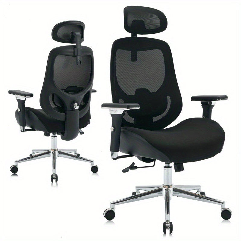 Heavy-Duty 230kg Capacity Ergonomic Office Chair with 4-in-1 Height Adjustment, 120° Tilt & Lumbar - Heavy Duty Desk Chair with 4D Armrests, 5-Wheel Base, Smooth-Rolling Casters, Headrest - Ideal for Tall Users & Long Hours