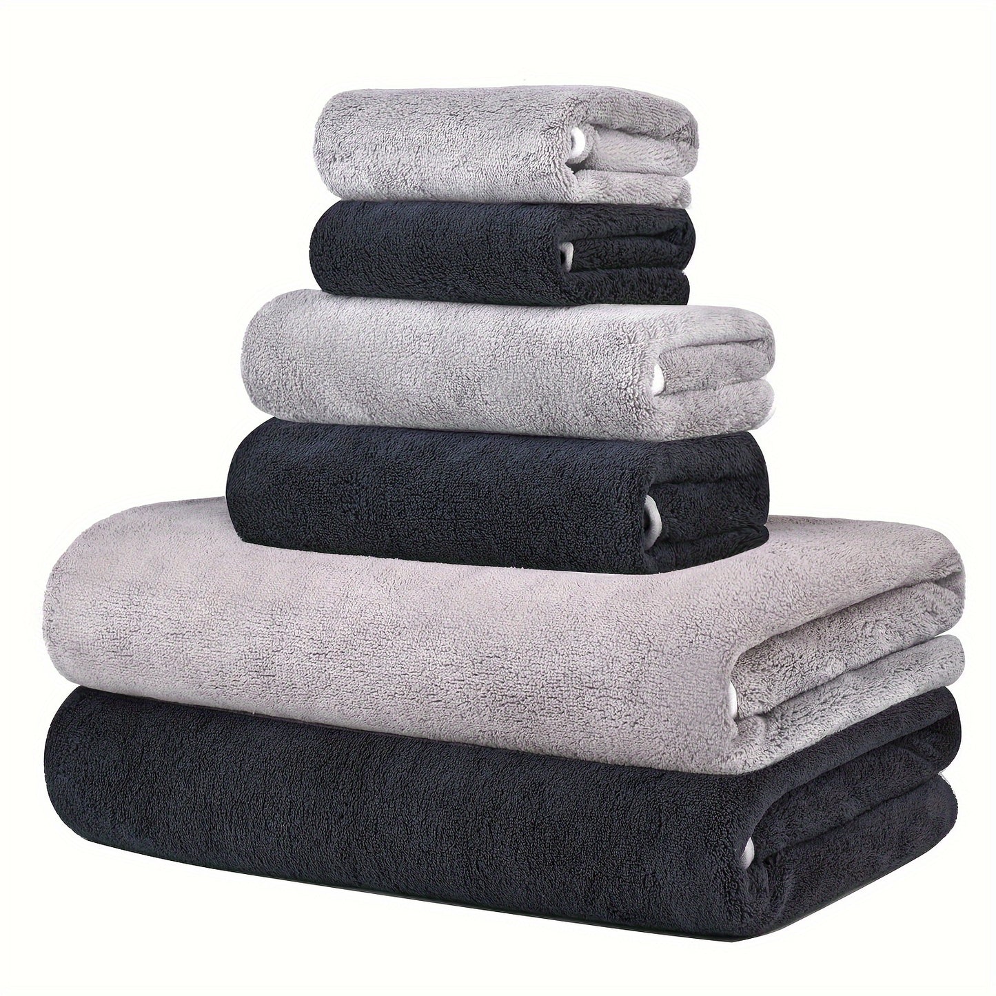 DIAOJIA 6pcs Ultra-Soft Microfiber Towel Set - Quick Dry, Super Absorbent & Lightweight - Includes Bath (68.58x139.7cm), Hand (33.02x76.2cm) & Washcloths (34.8x34.8cm) - Perfect for Home, Gym, Travel