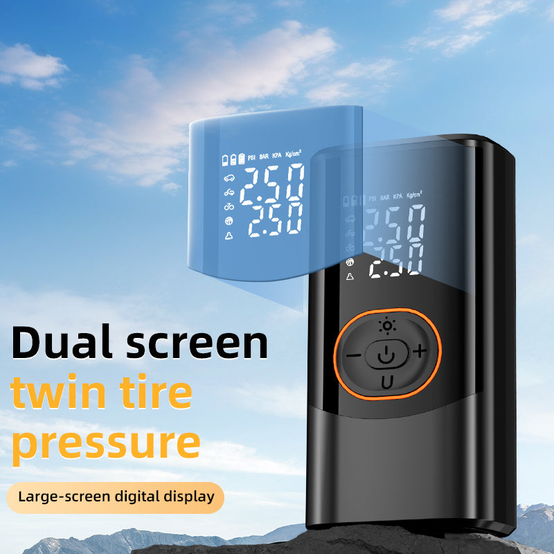 Portable Air Compressor with Digital Pressure Gauge, 150PSI Rechargeable Battery, LED Light, Wireless Tire Pump for Cars, Motorcycles, Bicycles, etc., Black, Motorcycle Tire Inflation, Compact Design, Durable Construction, Us