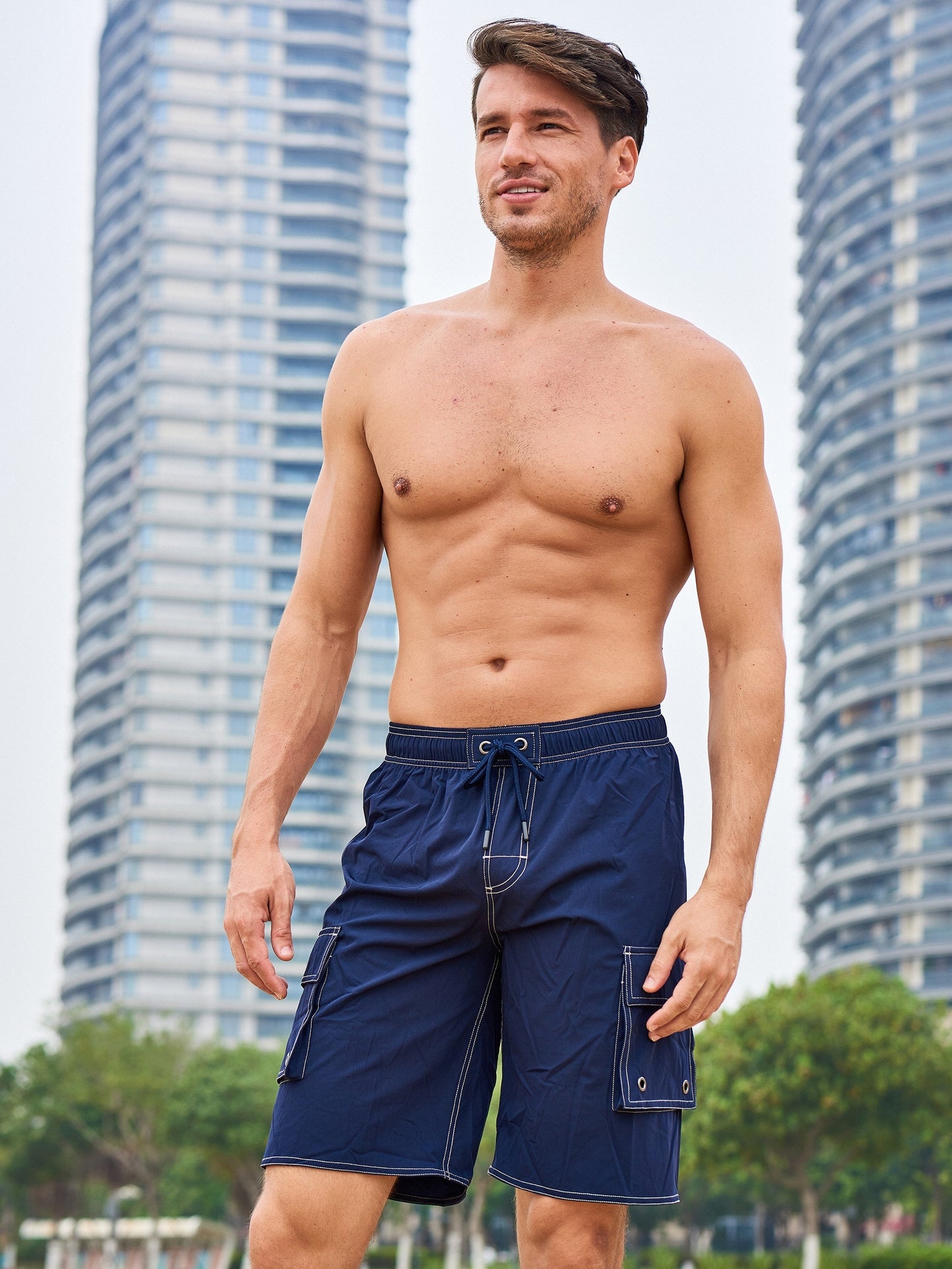 Men'S Big & Tall Quick-Dry Swim Trunks - Olive Green Beach Shorts with Adjustable Drawstring, Pockets, and Durable Polyester Fabric for Summer, Summer Swimwear | Adjustable Drawstring Shorts | Quickdry Material, Bathing Suits