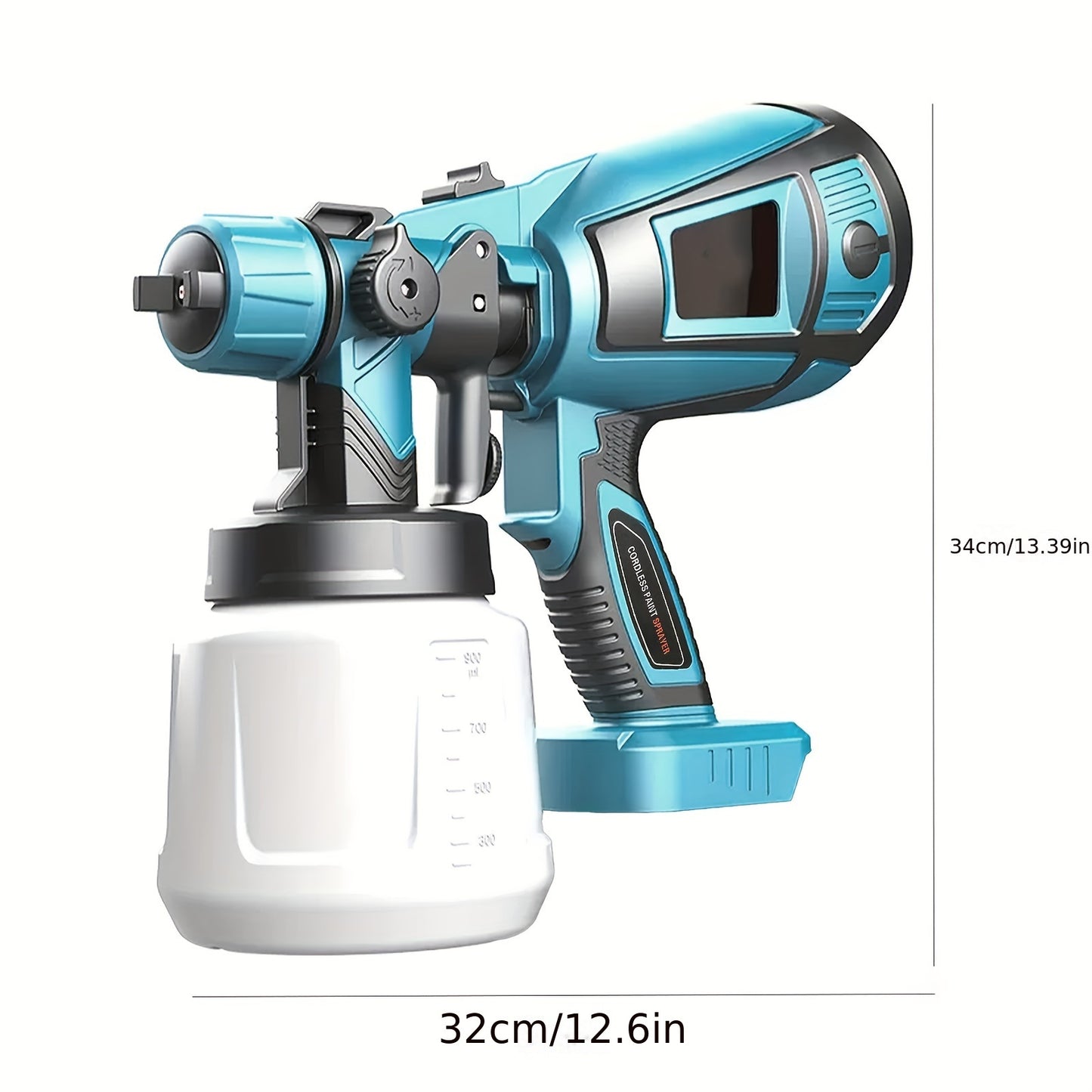 Fence Paint Sprayer with 2x 3000mAh Lithium Ion Batteries, HVLP Cordlss Paint Sprayer Compatible with Makita 18V Battery, 1000ml Tank 4 Nozzles And 2 Cleaning Tools, 3 Patterns Battery Spray Gun Paint Sprayer for Walls And Ceiling