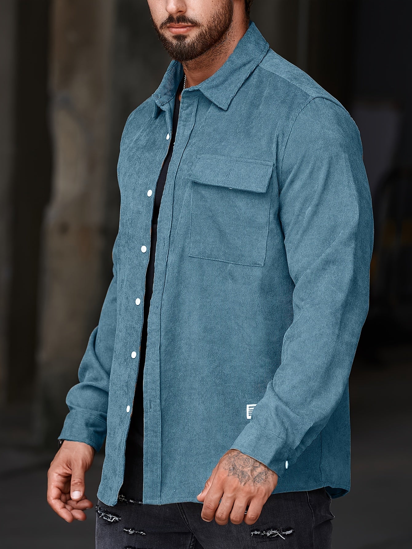 Stylish Men's Casual Lapel Shirt - Comfortable Button-Up Long Sleeve Shirt For Everyday Wear