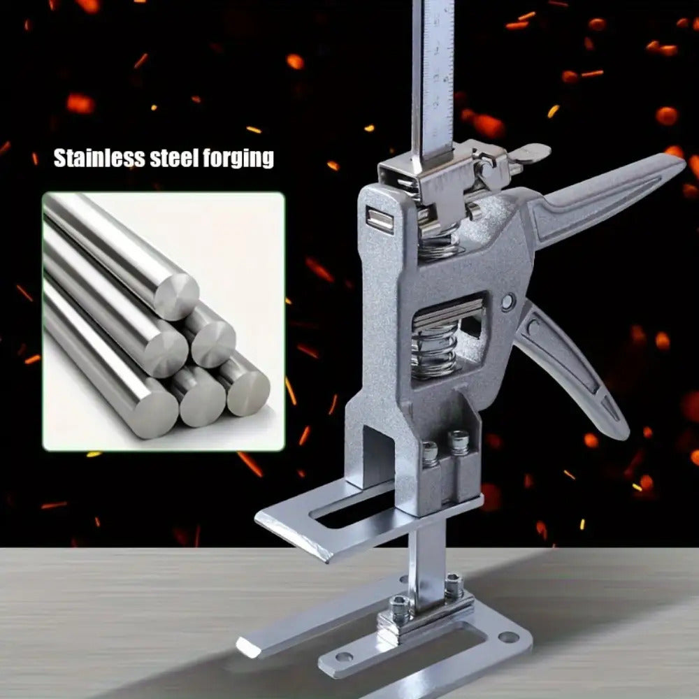 1pc Heavy-Duty Stainless Steel Manual Height Lifter with 30.48cm Adjustable Arm & Effort-Saving Mechanism - 199.58KG Load Capacity, Sturdy Base & Locking System for Walls, Cabinets, Windows, Doors, Furniture - Ideal for Const