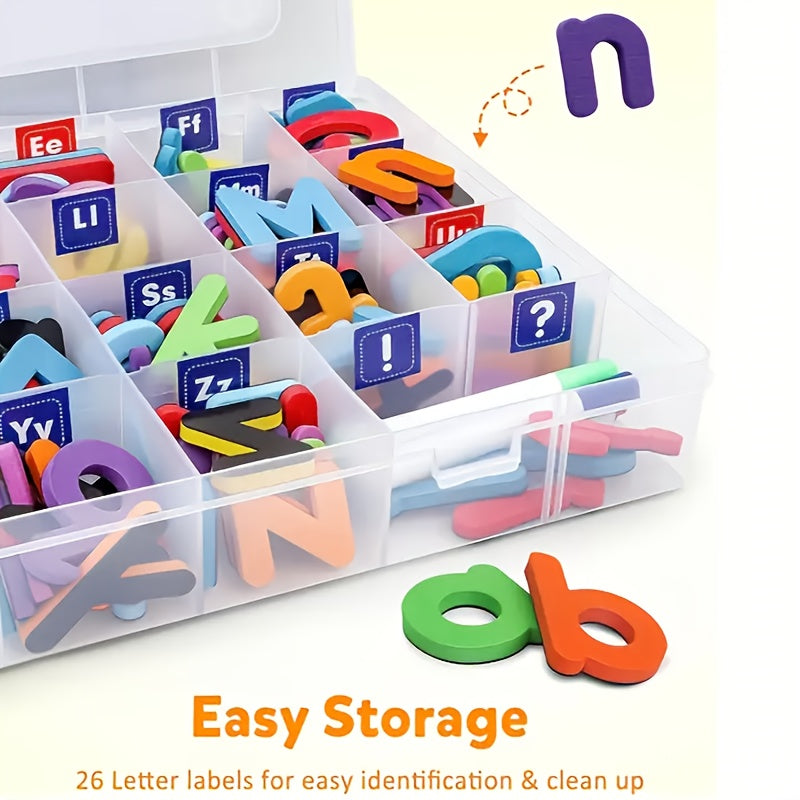 208pcs Colorful Magnetic Spelling Letters, Including 2 Sets of 26 Uppercase Letters And 6 Sets of 26 Lowercase Letters