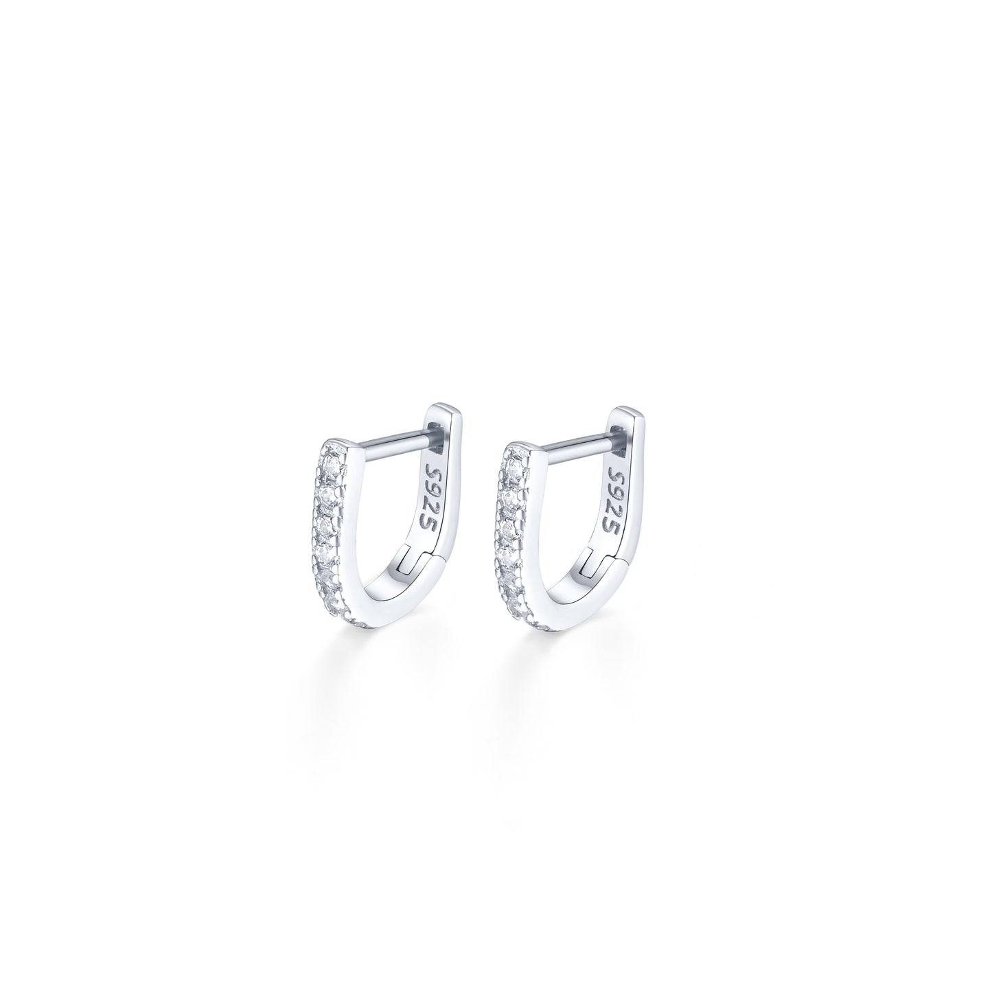 Sterling 925 Silver Jewelry Full Shiny zirconia Decor Hoop Earrings Elegant Minimalist Style Delicate Female Gift