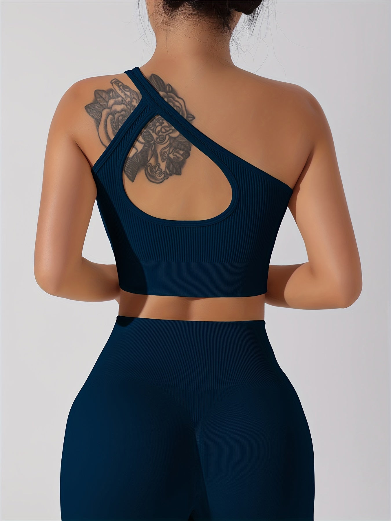 Women's 2pcs Yoga Set: Sexy One-Shoulder Sports Bra & High-Waist Butt Lifting Leggings - Stretchy, Non-See-Through Activewear
