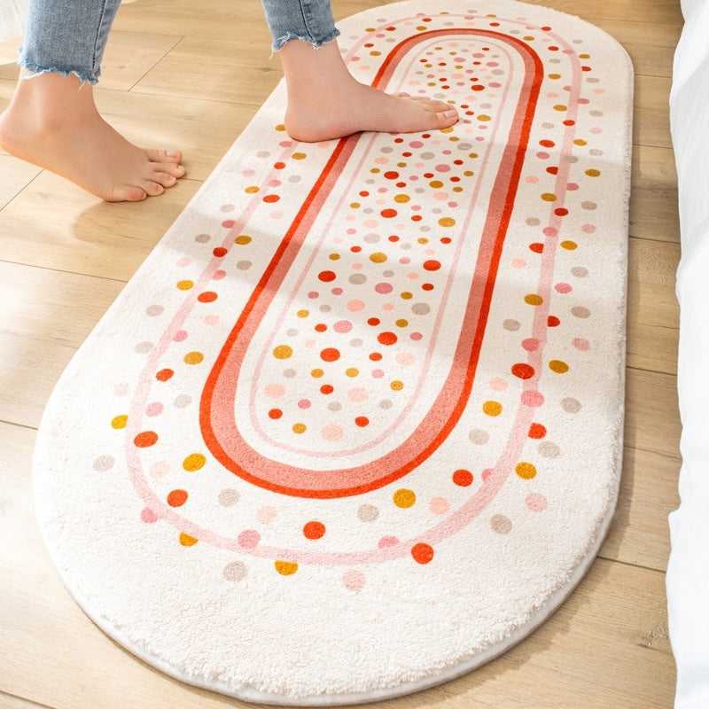 Upgrade Your Bedroom with a Soft and Stylish Oval Long Strip Bedside Mat - Imitation Cashmere Thickened Floor Mat