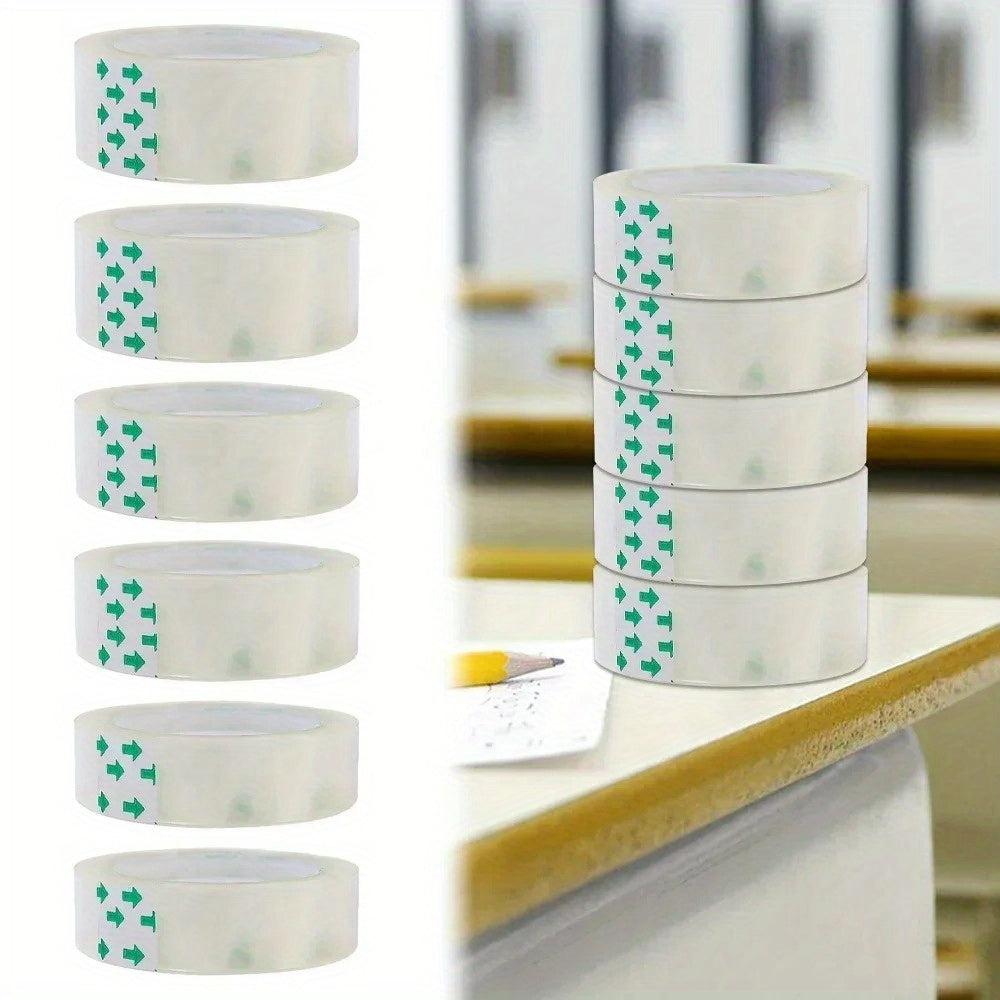 10 Rolls Heavy Duty Clear Packing Tape - Extra Strong Transparent Adhesive Tape, 0.8cm Wide (0.32in), for Gift Wrapping, Moving, Office, Crafts - Ideal for Home, Warehouse, Mailing, Office Supplies, Neatly Stacked Rolls