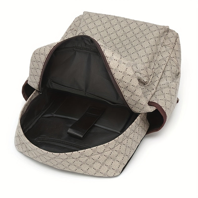 LUMG Men's Large Capacity 15.6-Inch Laptop Backpack with Multiple Compartments, Gray Geometric Design, Business & Travel Backpack for Work, School, or Father's Day Gift, Computer Backpack, Textured Finish