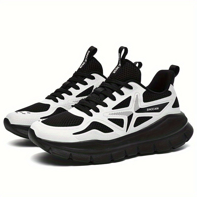 Men's Fashionable Casual All-Match Sports Shoes, Comfortable Trendy Running Sneakers with Cross Training Features, Outdoor Trail Running Shoes, Lace-Up Low-Top Design, Fabric Upper and Lining, MD Sole