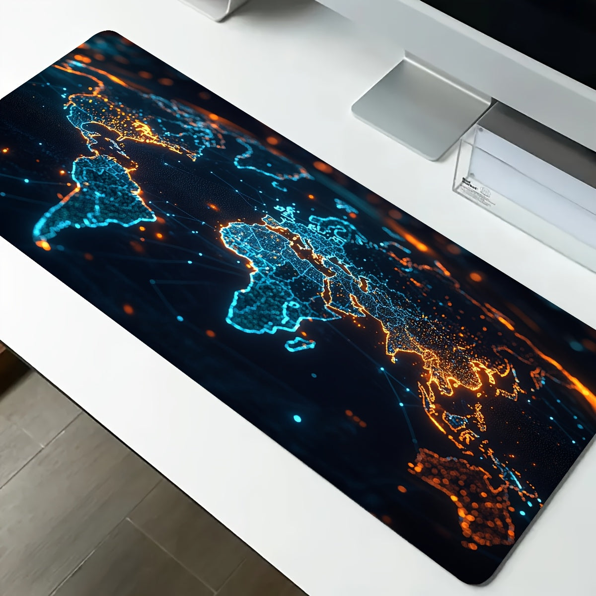 1 durable gaming mouse pad, non-slip washable keyboard desk mat accessory, an ideal gift for gamers, office and study accessories - global map of the digital world