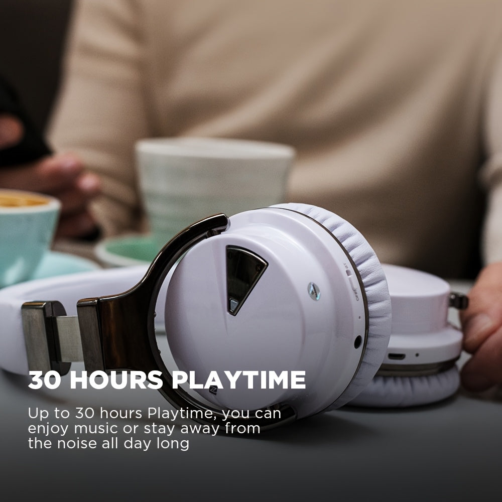 Wireless Headphones, Active Noise Cancelling Headphones with Microphone, Deep Bass, Over Ear Headphones, Comfortable Fit, 30H Playtime