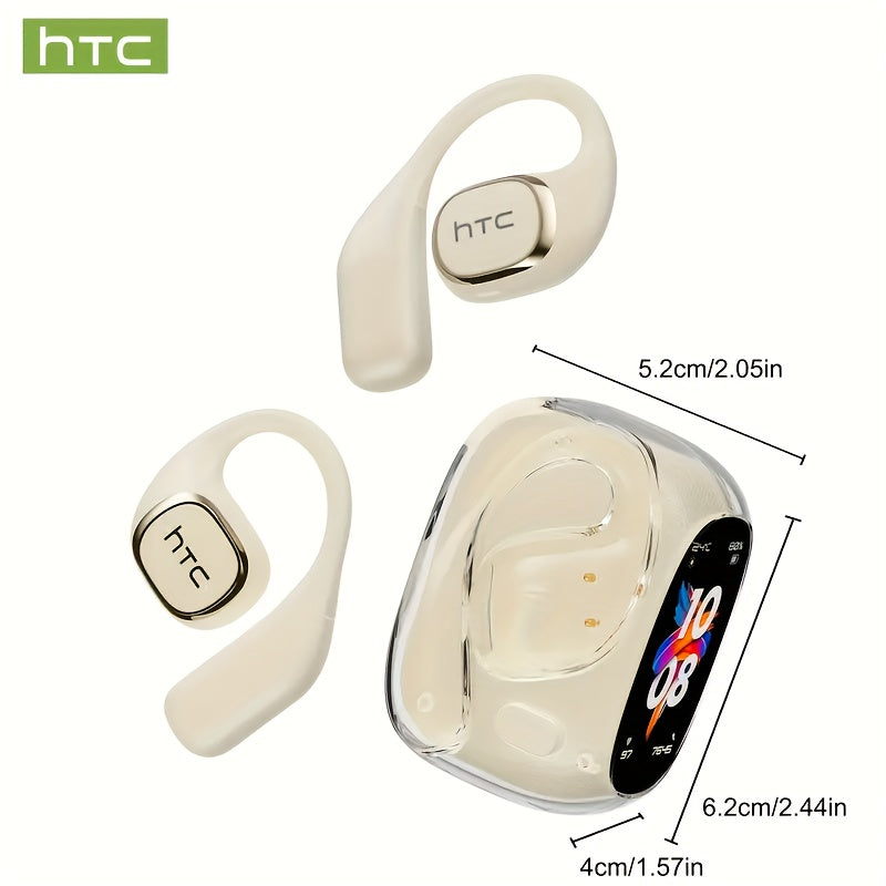 HTC NE11 Wireless Smart Earbuds with LCD Screen, AI Translation (Real-Time 134 Languages), Wireless 6.0 Low Latency, 27.5° Tilt Design, 8H & 30H Case, -C, Compatible with/ Smartphones - Compatible with Assistant & Siri, Idea