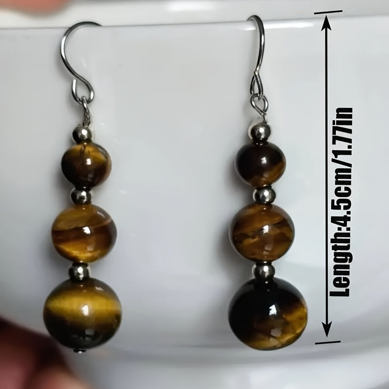 1Pair Handmade Natural Stone Earrings,Tiger Eye Bead Earrings,Aventurine Earrings,Carnelian Earrings for Women in Bohemian Style, Valentine's Day Gift