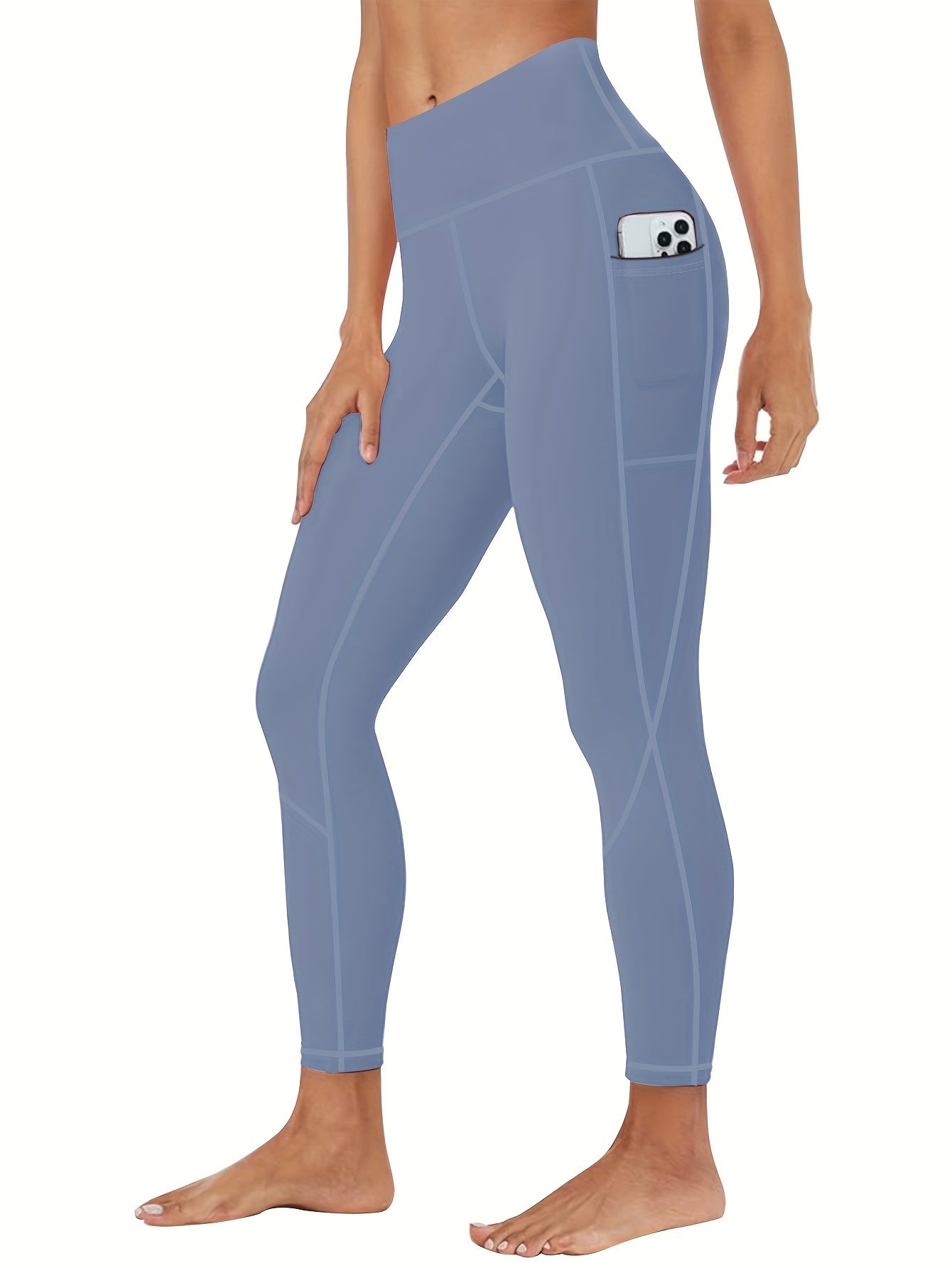 Women's Plus Size Slimming Yoga Leggings with Pockets - High Waist, Breathable & Stretchy Activewear for Running and Fitness