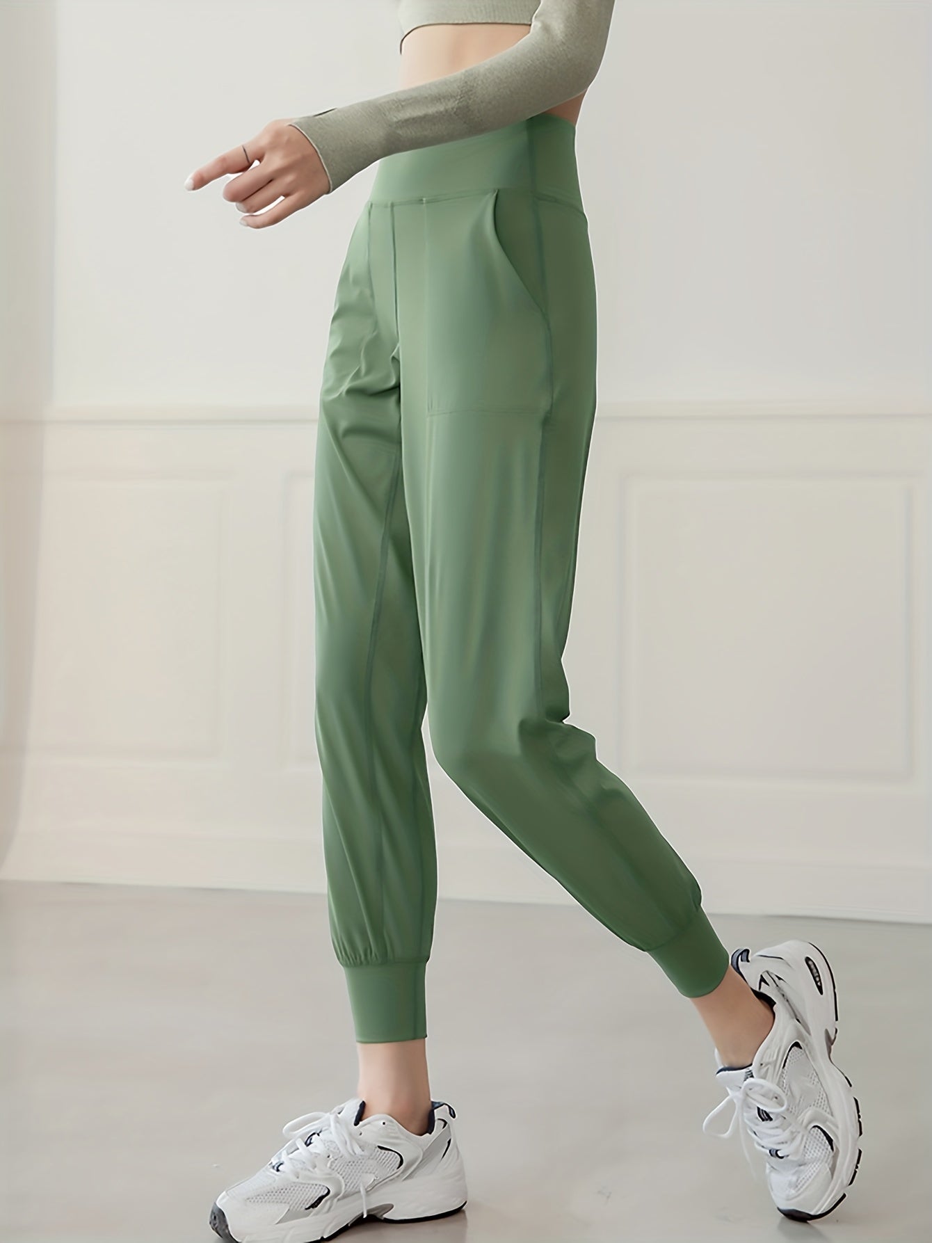 Women's Activewear: Causal Yoga Jogging Pants with Solid High Waist and Quick Drying Technology