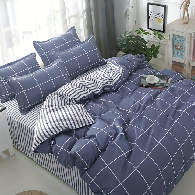 Four Seasons Four-Piece Set of Active Print Fabric, 1pc Quilt Cover Without Quilt Core, 1pc Bed Sheet, 2pcs Pillowcase Without Pillow Core, Comfortable, Soft, Breathable, Active Print Fabric, Suitable for Dormitory, Living Ro