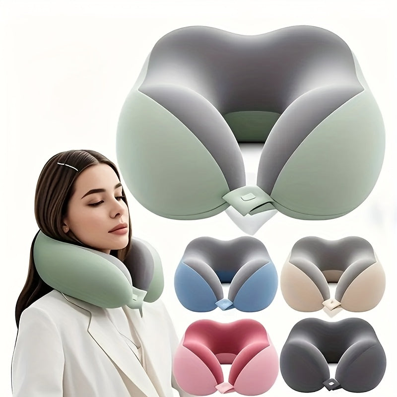 U-Shaped Neck Pillow for Travel & Office - Ergonomic Design, Medium Soft, Machine Washable, Black, Neck Pillow for Travel, Office Napping, and Relaxation, Relaxation Accessory, Modern Pillow, Comfortable Fit, Relaxation, Neck