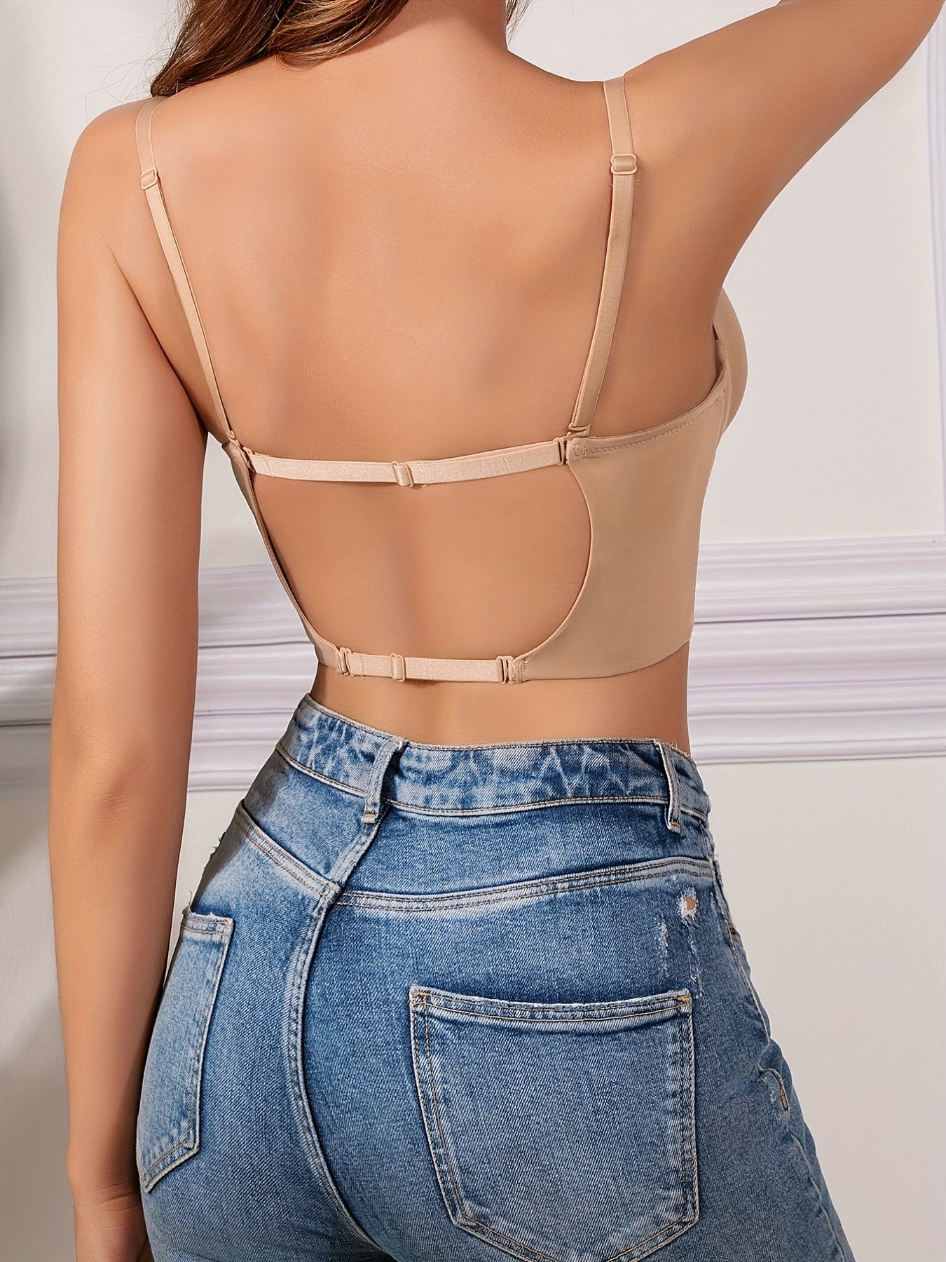 Hollow Out Scoop Bra, Comfy Push Up Stretch T-Shirt Bra, Women's Lingerie & Underwear