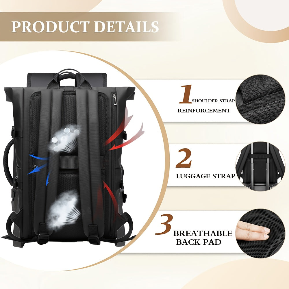 HANMARRY Men's Business Laptop Backpack - Heavy-Duty 39.62cm Computer Backpack, 15-in-1 Organizer, Padded Shoulder Straps & Locking System, High Quality for Work, Travel, School, Commute - Compatible with MacBook/Air/Pro/PC/L