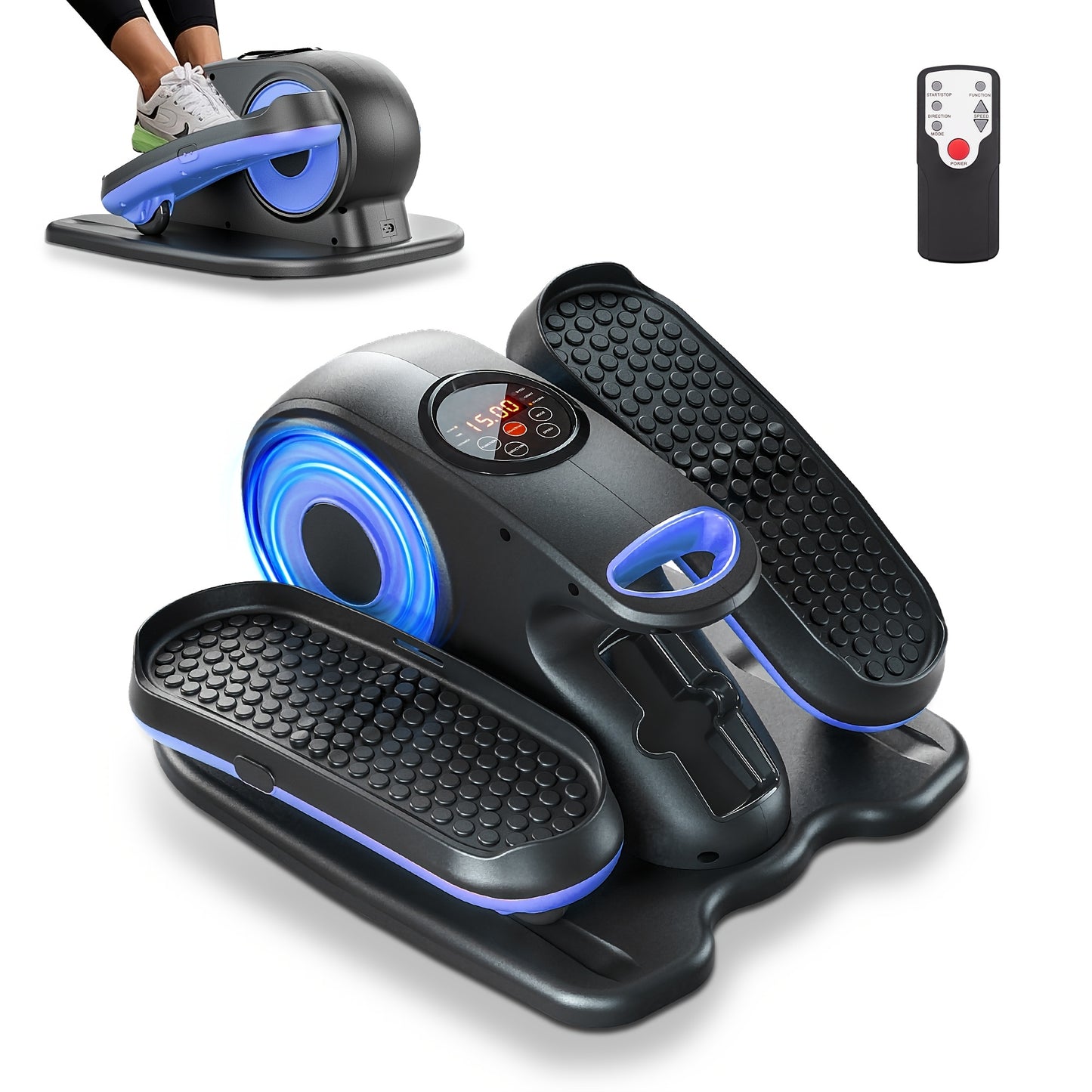 Actflame Under Desk Elliptical Machine, Electric Seated Pedal Exerciser for Seniors Fully Assembled, Stepper Sitting Leg Exerciser with Remoter, 12 Level Speed Forward & Reverse Direction, Manual & Auto Mode for Home Office,