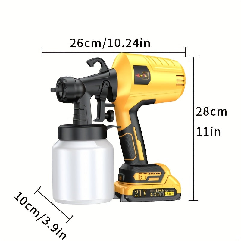 2025 New Model Wireless Paint Sprayer with Cordless High-Pressure Spray Gun - Heavy-Duty Battery-Powered Paint Gun with Ergonomic Handle, Easy-Clean Design & Large Paint Tank for Indoor/Outdoor Walls, Wood, Furniture, DIY Project