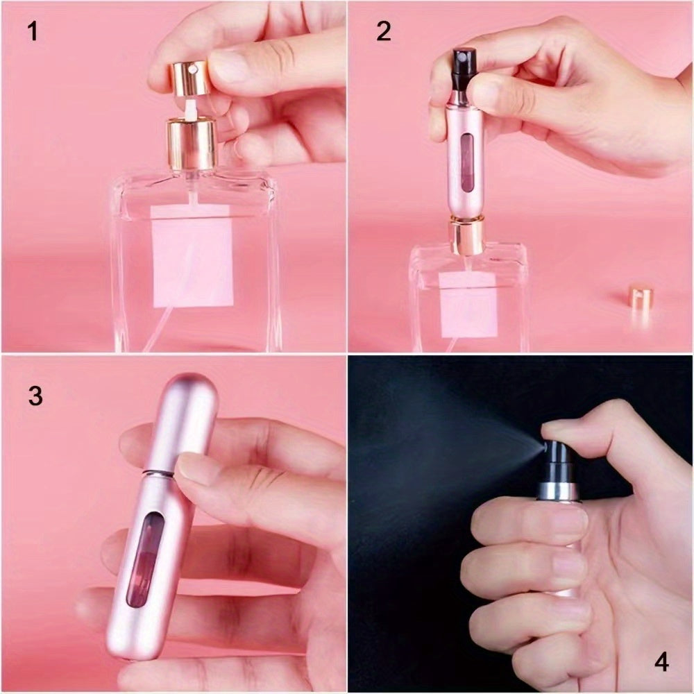 For Mini Portable Refillable Perfume Atomizer - Aluminum Mist Spray Bottle for Travel, Multi-Color Options, Fragrance-Free (Bubble-Free), Refillable Perfume Bottle|Compact Design|Aluminum Atomizer, Perfume Bottl