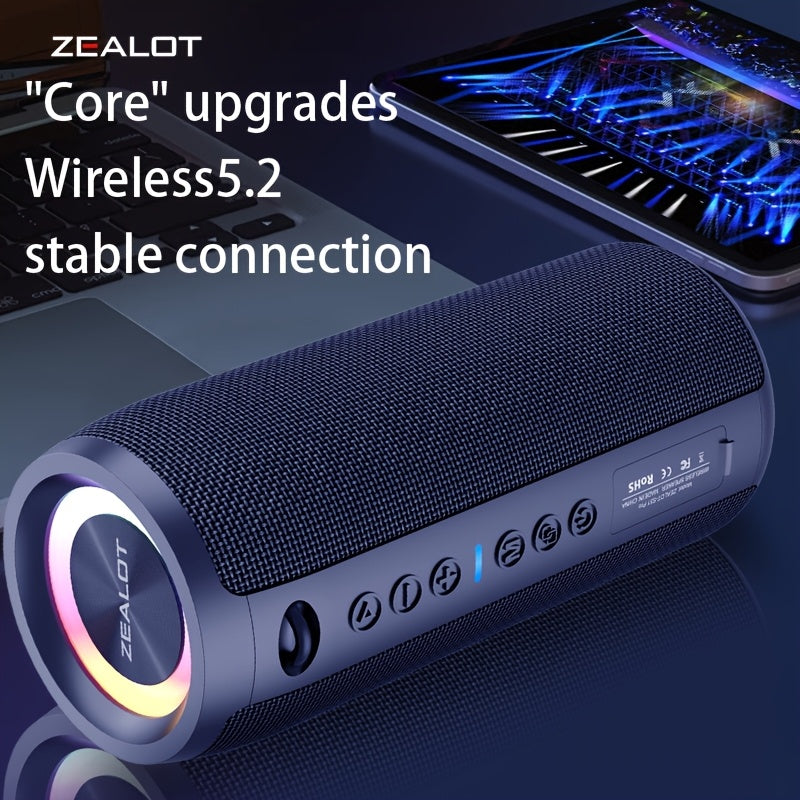 ZEALOT S51 Pro Wireless Speakers, Outdoor Portable Subwoofer Speaker, Wireless Speaker, Dual Pairing, 24 Hours Playtime Loud Stereo, Booming Bass, Charging Cable And Aux Cable, Connect with Mobile Phone/Tablet/TV, for Home, C