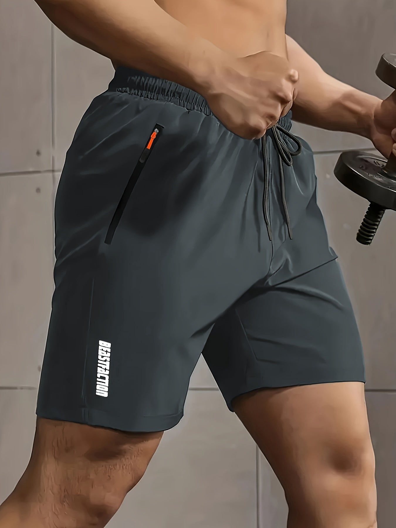 Men'S Summer Casual Shorts, New Fashion Loose Fit Sports Running Fitness 5/4 Pants, Polyester, Zipper, Print Pattern, Slight Stretch Fabric, 120g/m², Woven, with for Men