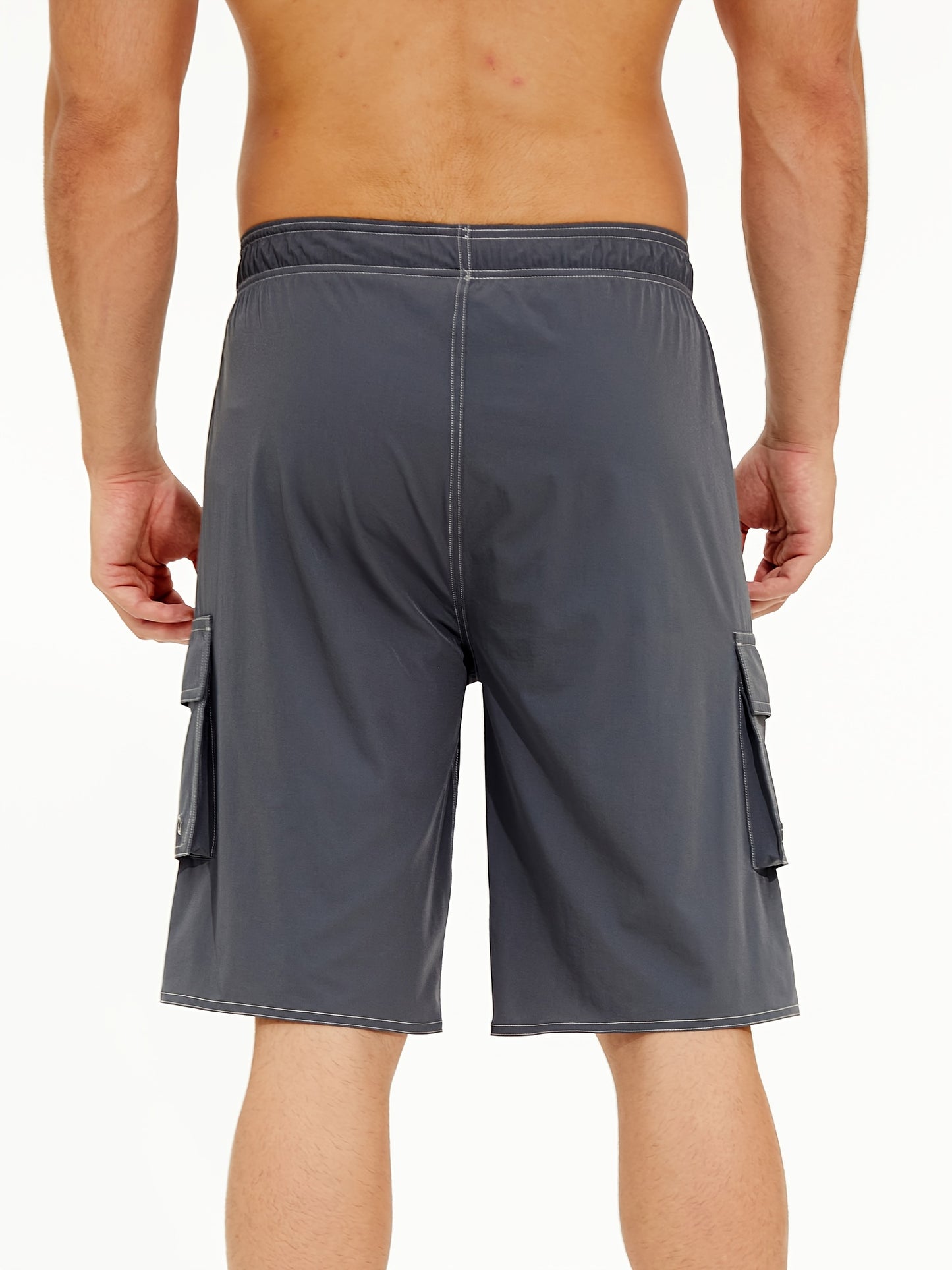 Men'S Big & Tall Quick-Dry Swim Trunks - Olive Green Beach Shorts with Adjustable Drawstring, Pockets, and Durable Polyester Fabric for Summer, Summer Swimwear | Adjustable Drawstring Shorts | Quickdry Material, Bathing Suits