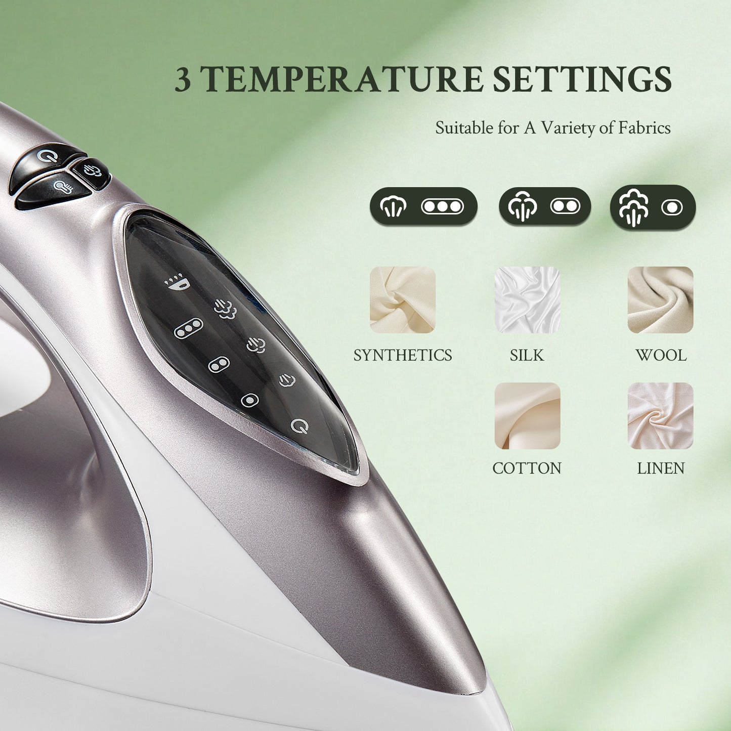 Yabano 2400W Steam Station Iron with 5.5 Bar Pressure, 1.5L Water Tank, Ceramic Soleplate, Anti-Limescale Function, Vertical Steaming, 3 Variable Temperatures, Cord Storage, Light Purple - 220-240V, European Plug, Steam Iron