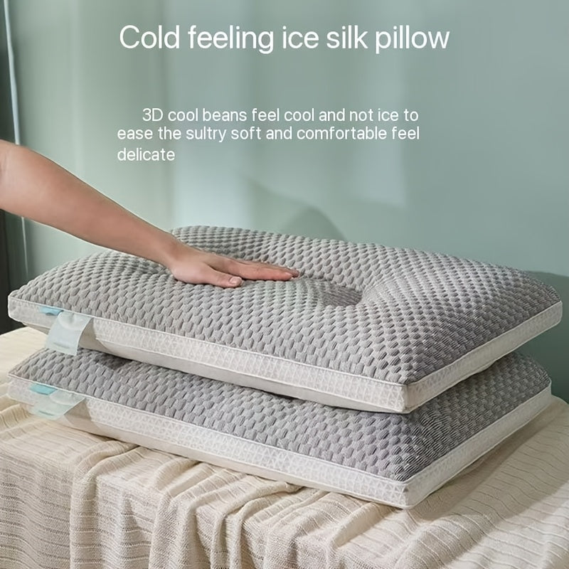 2pcs 3D Tactile Cool Ice Pillow Ice SPA Pillow Breathable Cervical Spine Cool Pillow High-end Hotel-grade Pillow Sleep Without Collapsing 3D Memory Rebound Technology Perfect Holiday Gift for Parents and Friends High-end gift