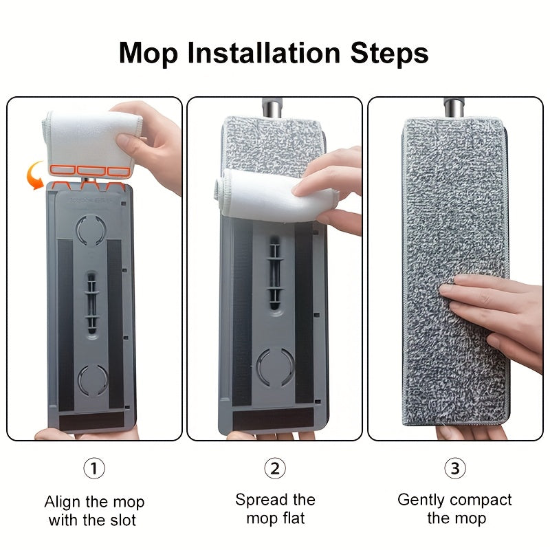 Lazy Hands-Free Flat Mop And Bucket Set with 4pcs Mop Pad- Dual-Purpose Dry And Wet Cleaning, Ideal for Bedroom, Kitchen, Living Room, Bathroom - Durable Plastic, for Household And Floor Cleaning, Tile Marble Floor Cleaning M