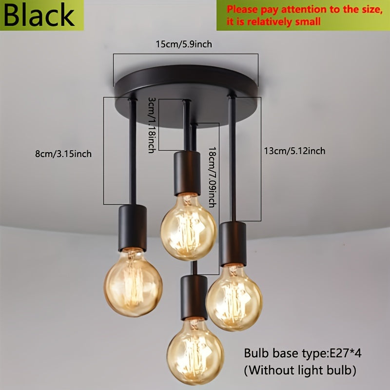 1 modern black 4-light E27 ceiling light, hallway balcony bedroom hallway dressing room dining room kitchen Halloween Christmas chandelier, diameter 15cm/5.9 inches (without bulb)