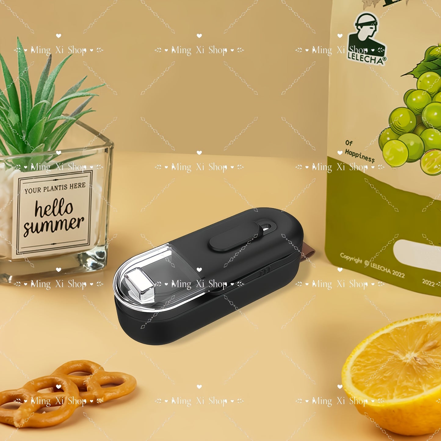 Portable 2-in-1 Mini Bag Sealer & Cutter Machine - Heavy-Duty Plastic Vacuum Sealer with Heat Seal Technology, Semi- Operation for Food Preservation, Compact Handheld Design, Camping, Pantry (Black) - No Needed