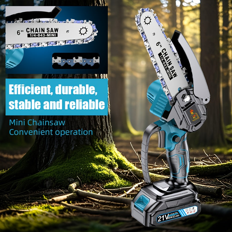 2025 New Cordless Mini Chainsaw, Lightweight and Portable Electric Tree Trimmer, Equipped with Splash Guard, Safety Lock, Rechargeable Battery and Safe Finishing, Can Quickly Cut Tree Branches, Yards, Houses and