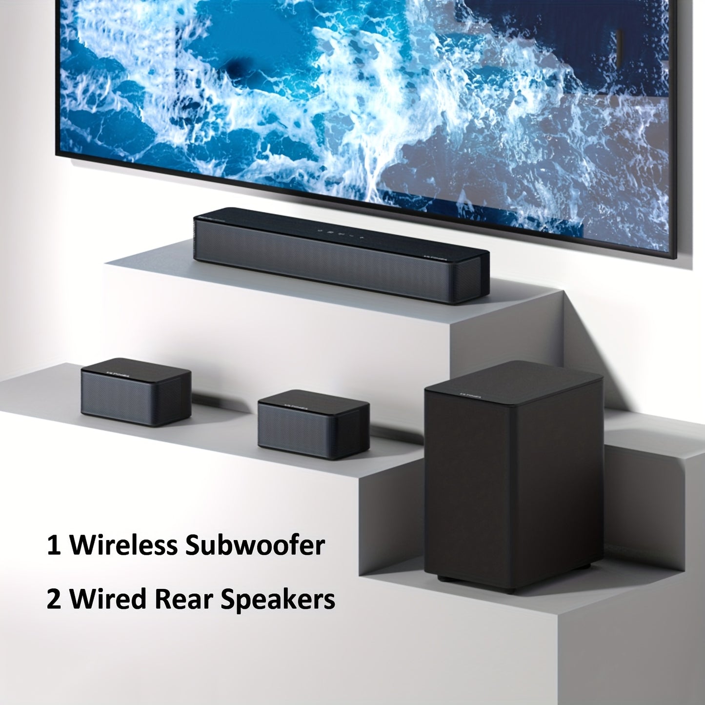 ULTIMEA 5.1 Atmos Soundbar with Wireless Subwoofer, 410W Peak Power Home Theater System, Wireless Surround Sound System, Bass Boost & Deep Bass, App Control, Compatible with TV, Gaming Consoles, Streaming Devices