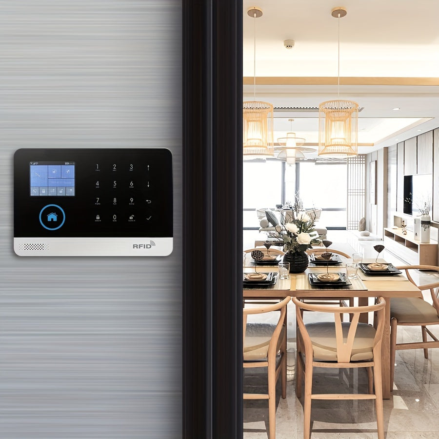 WiFi + GSM Auto-dial Smart Home Security Alarm System 433MHz LCD Display Alarm Panel Door Window Sensor PIR Motion Sensor Kit APP Remote Control Compatible With Alexa Google Home