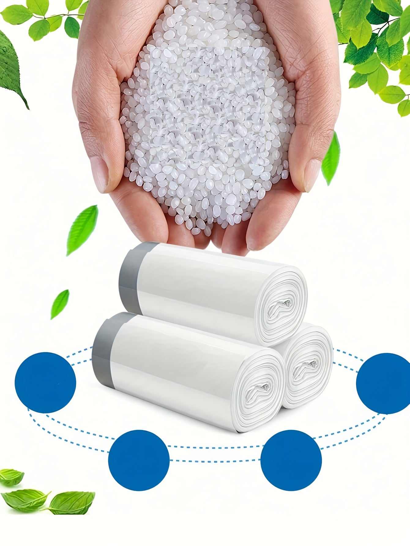 90pcs (6 Rolls) Heavy-Duty Large Reinforced Trash Bags with Heavy-Duty Reinforced Seams & Sturdy White Side/Top Handle - Heavy Weight 10kg/22 Capacity, Thick Polypropylene, Bathroom, Office, Home - 10L/30L Equivalent