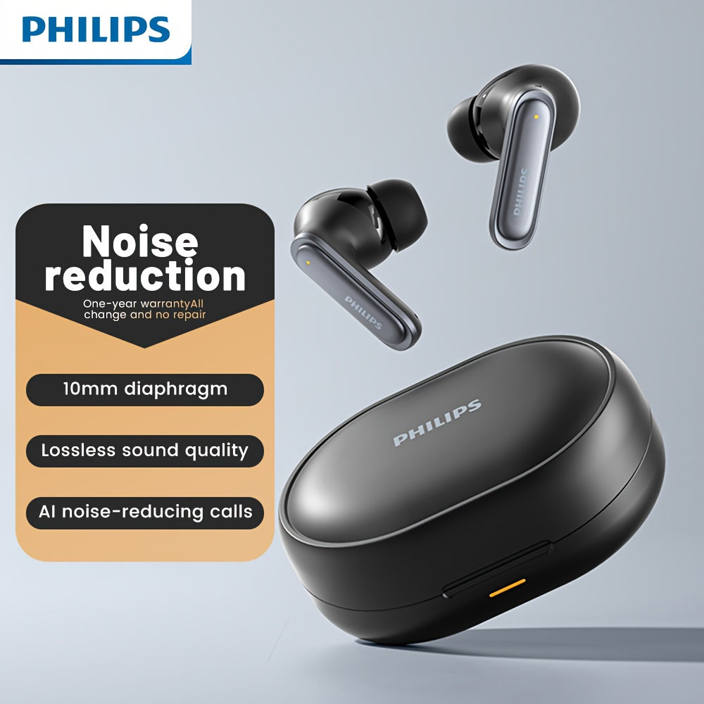2025 for Philips Wireless Noise Canceling Headphones with 400mAh Battery, Double-Click Left Ear to Switch Mode, Lightweight & Portable, USB-C Charging, Condenser Microphone, Semi-Open Back Design, Ideal Gift for Gamers & Mus