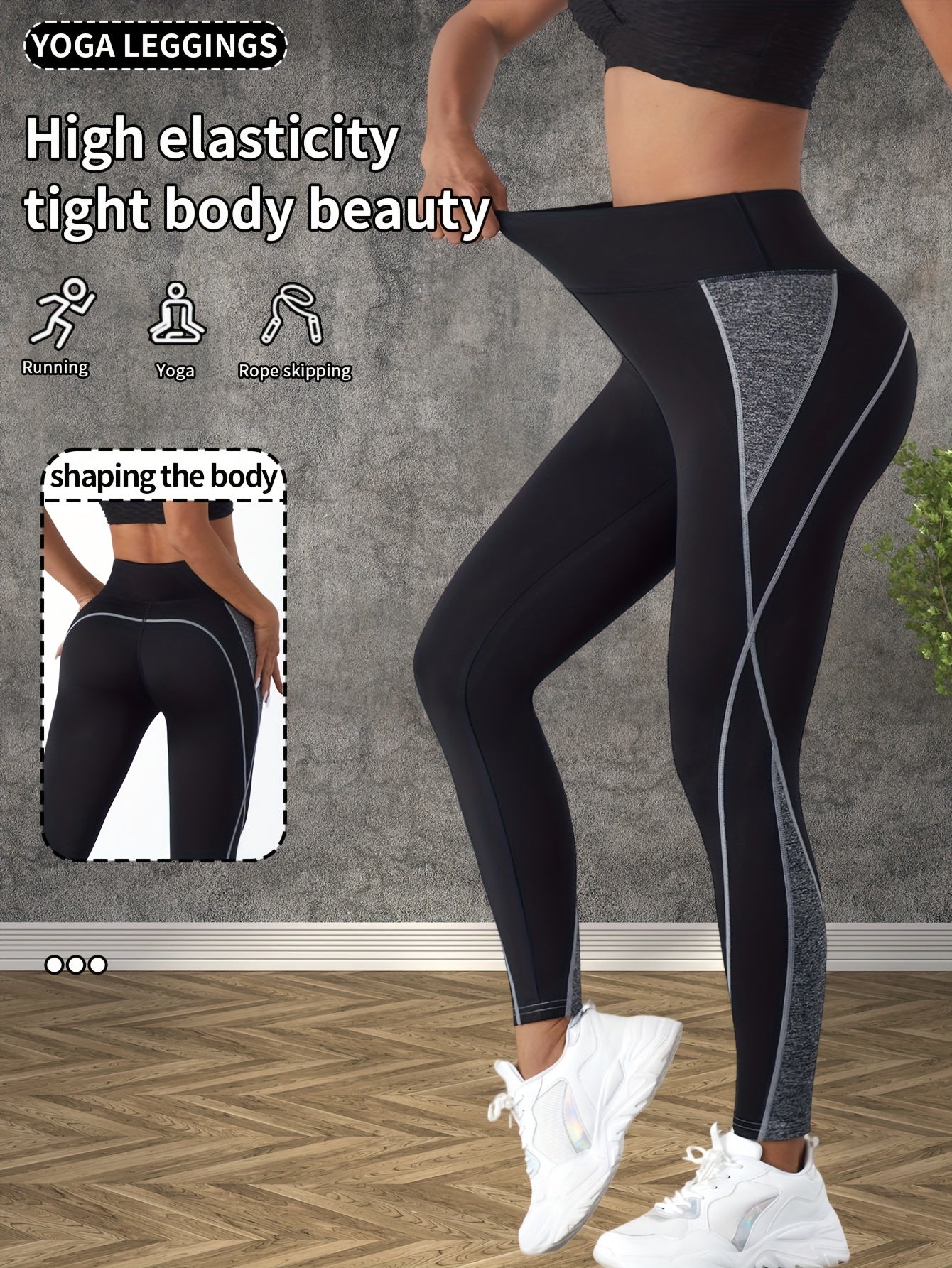 Women's High-Waisted Yoga Leggings - Butt-Lifting Tummy Control Workout Pants with Full Elasticity, Sweat Absorbent Breathable Fabric, Contrast Color Design for Gym Running Yoga & Casual Wear, Yoga Pants, Shapewear Included,