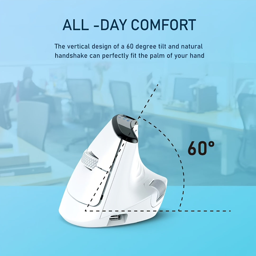 MCPIWOHY Dual Wheel Wireless Wireless Mouse, 2.4GHz, Type-C Wired Triple Mode Connection, Ergonomic Mouse with Screen Display, Rechargeable Optical Mouse